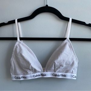 Calvin Klein Gray/White Striped Unlined Bralette